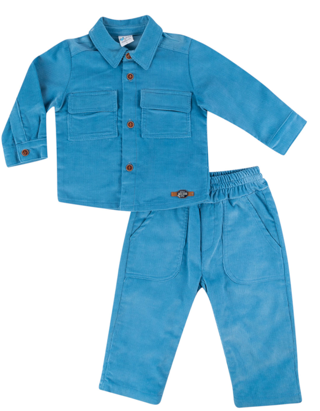 Παιδικό κοτλέ σετ για αγόρι, σιέλ, Regular Fit, 100% βαμβάκι.