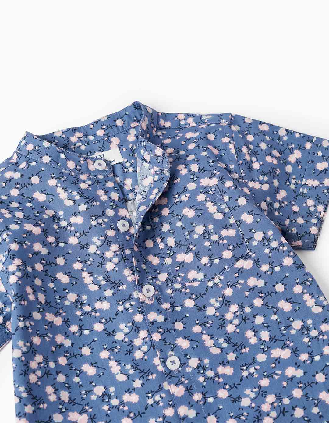 Παιδικό κοντομάνικο πουκάμισο και βερμούδα για αγόρι, μωβ-μπεζ, Slim Fit, 100% βαμβάκι.