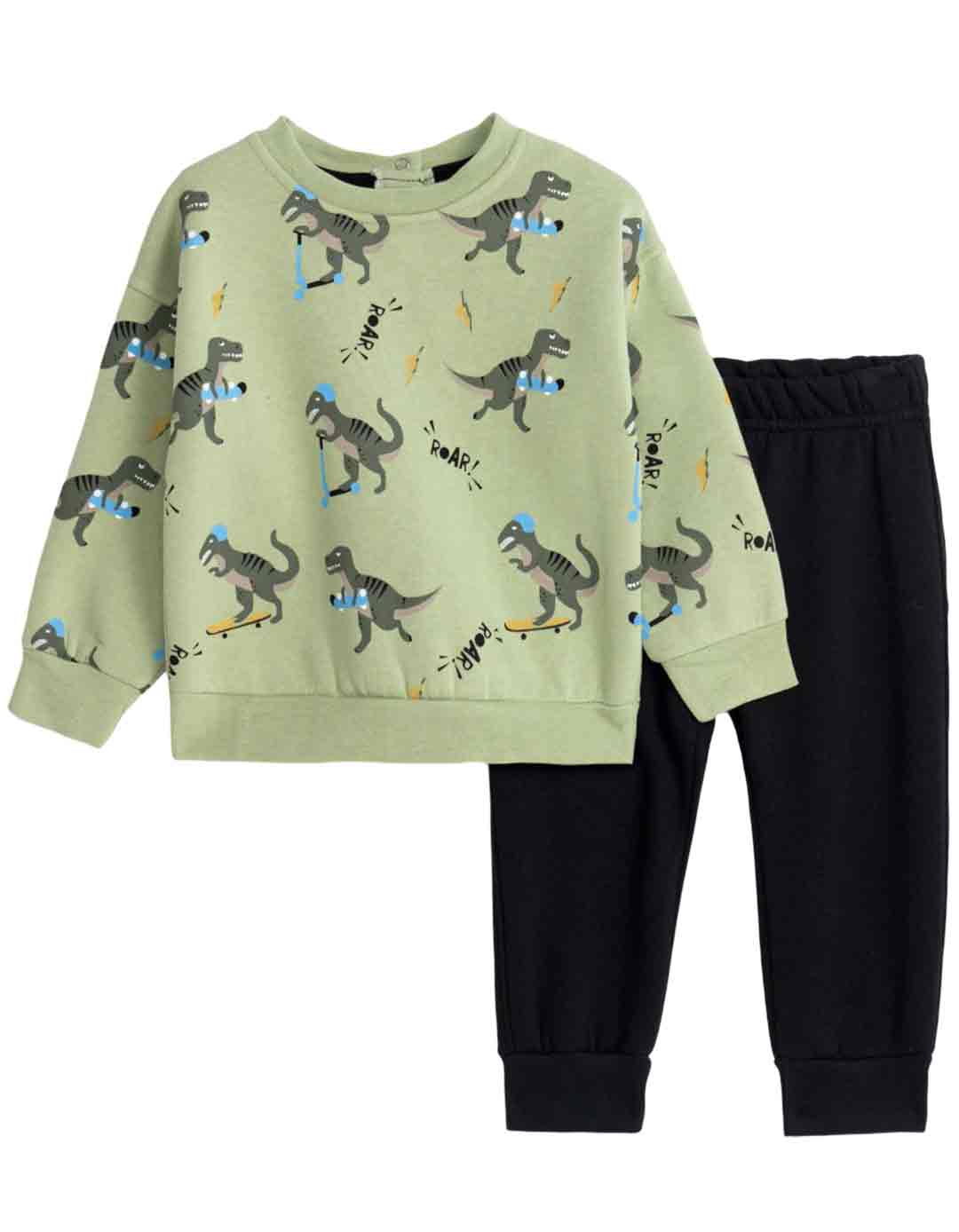 Βρεφικό σετ φόρμα για αγόρι, χακί- μαύρο, Regular Fit, 65% βαμβάκι-35% πολυεστέρας.