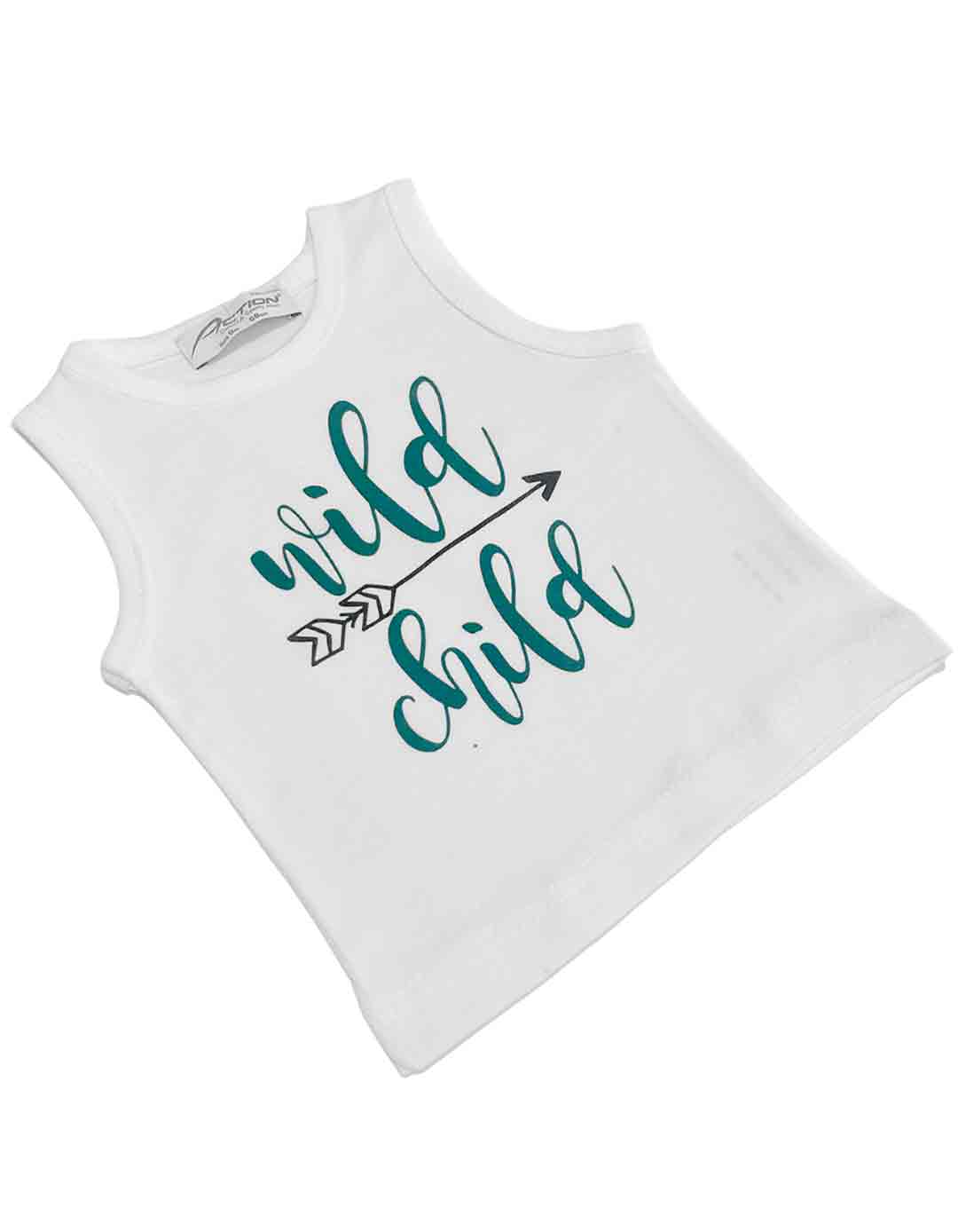 Παιδικό σετ για αγόρι με αμάνικη μπλούζα λεύκη και βερμούδα πράσινη,Regular Fit, 100% cotton.