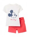 Παιδικό σετ για αγόρι με μπλούζα και σορτς, λευκό-κόκκινο, Slim Fit, 100% βαμβάκι.