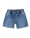 Παιδικό τζιν σορτς για αγόρι, μπλε, με λάστιχο και κορδόνι στη μέση,slim Fit, 100% βαμβάκι.