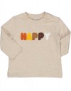 Παιδική μπλούζα κοντομάνικη για αγόρι, μπεζ με κέντημα  ''happy'',Regular Fit, 100% cotton.