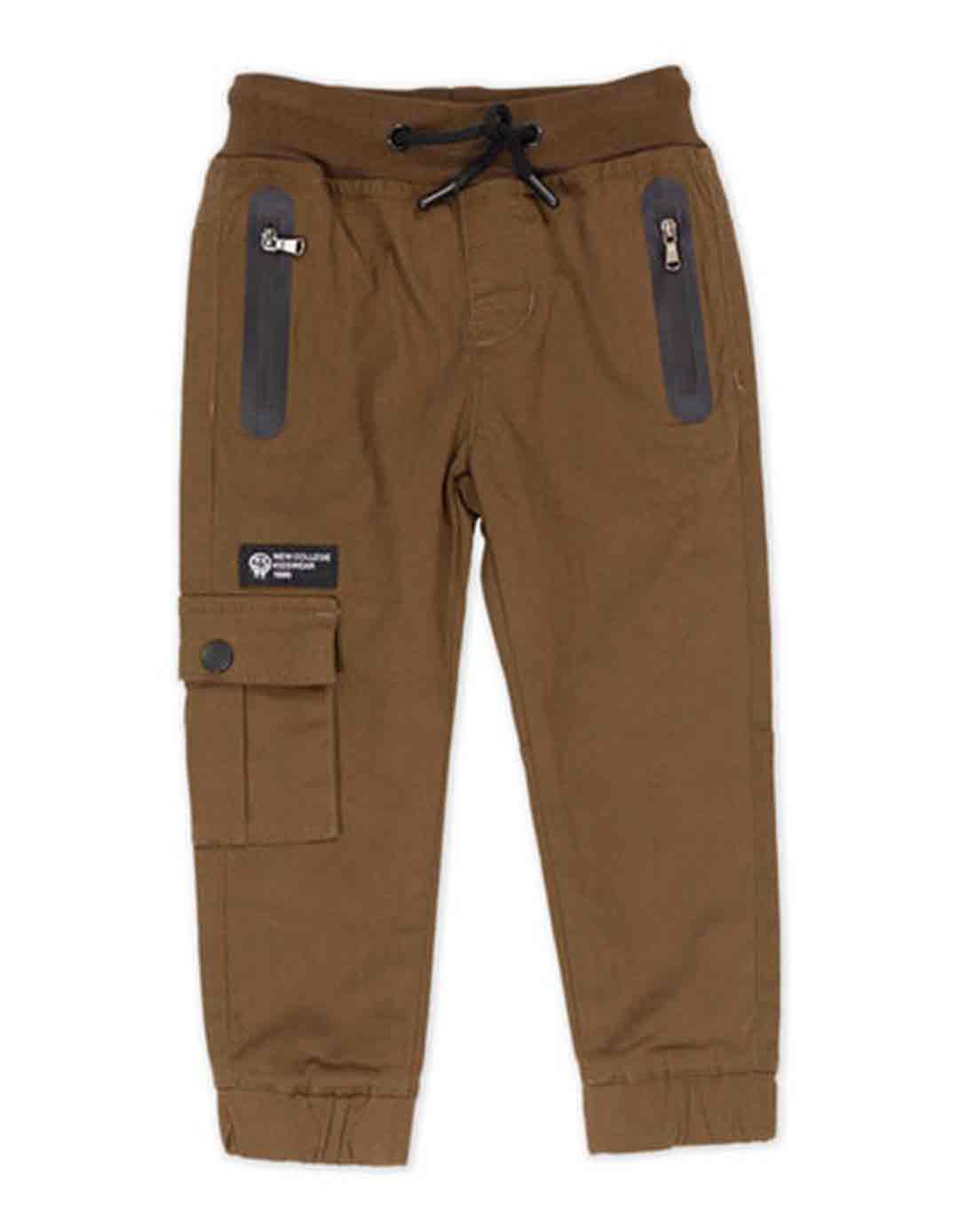 Παιδικό παντελόνι cargo για αγόρι καφέ, Slim Fit, 98%βαμβάκι, 2% ελαστάνη.