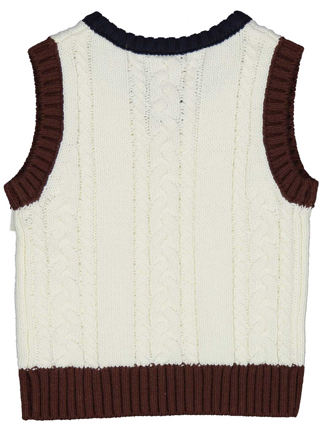 Πλεκτή αμάνικη καζάκα για αγόρι με πλεξούδες , μπεζ-καφέ, Regular Fit, 60% βαμβάκι, 30% πολυαμίδι, 10% Wool.