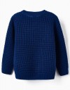 Μπλούζα πλεκτή για αγόρι, μπλε, Slim Fit, 85% ακρυλικό, 15% μαλλί.