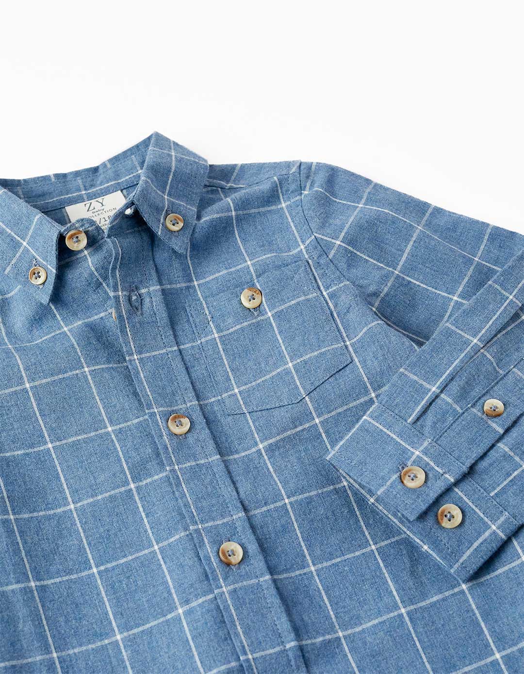 Πουκάμισο καρό για αγόρι, μπλε, Slim Fit, 100% βαμβάκι. Πουκάμισο καρό για αγόρι, μπλε, Slim Fit, 100% βαμβάκι.