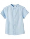 Παιδικό πουκάμισο κοντομάνικο για αγόρι, γαλάζιο, Slim Fit, 50% βισκόζη, 41% βαμβάκι, 9% λινό.