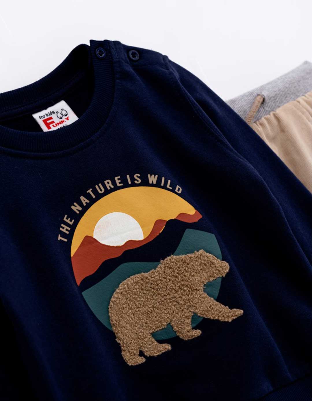 Σετ για αγόρι μπλούζα φούτερ και παντελόνι κοτλέ μπλε-μπεζ, Regular Fit, 100% βαμβάκι, 98% βαμβάκι, 2% ελαστάνη. Σετ για αγόρι μπλούζα φούτερ και παντελόνι κοτλέ μπλε-μπεζ, Regular Fit, 100% βαμβάκι, 98% βαμβάκι, 2% ελαστάνη.