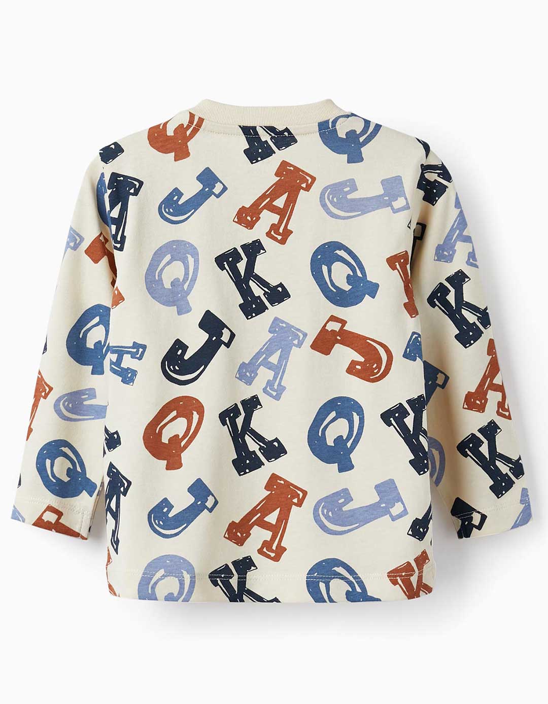 Βαμβακερή μακρυμάνικη μπλούζα για αγόρια, μπεζ, Slim Fit, 100% βαμβάκι.