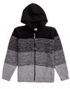 Ζακέτα πλεκτή με κουκούλα για αγόρι, μαύρη, Regular Fit, 100% acrylic.