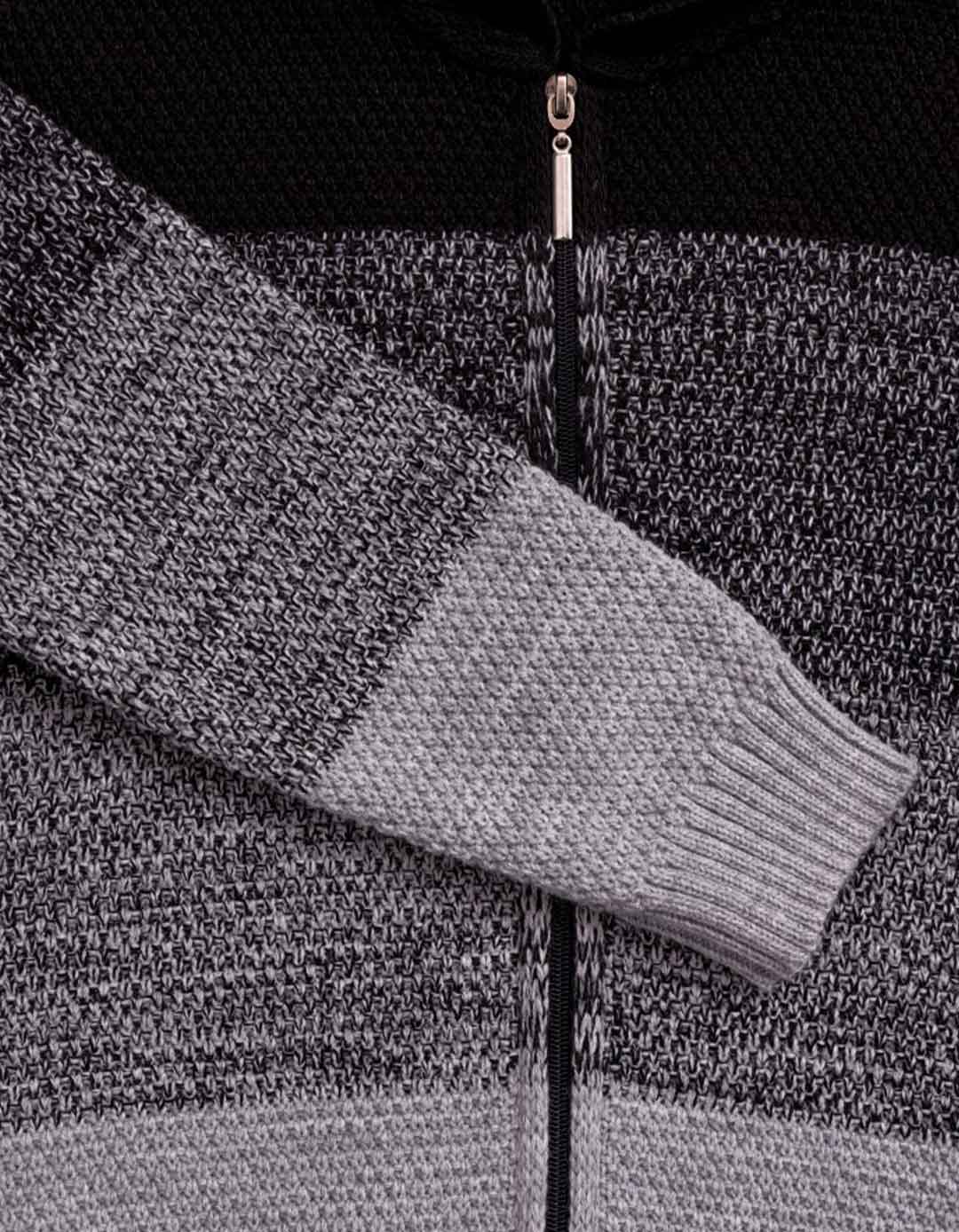 Ζακέτα πλεκτή με κουκούλα για αγόρι, μαύρη, Regular Fit, 100% acrylic.