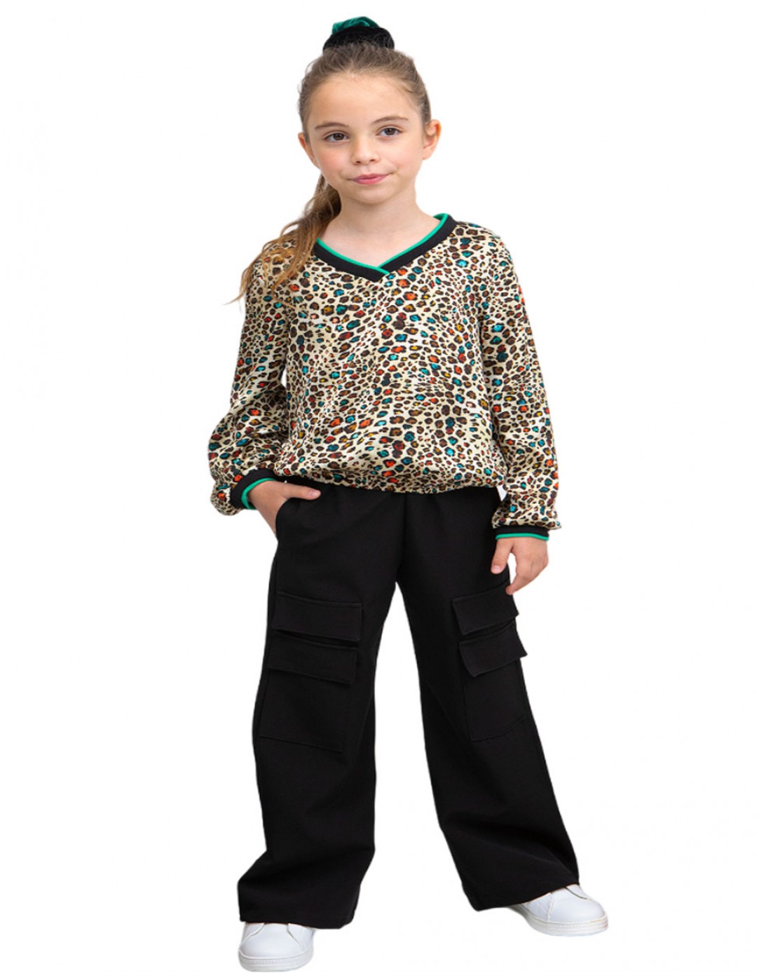 Παιδικό παντελόνι για κορίτσι, μαύρο, Regular Fit, 95% Pol-5% SP. Παιδικό παντελόνι για κορίτσι, μαύρο, Regular Fit, 95% Pol-5% SP.