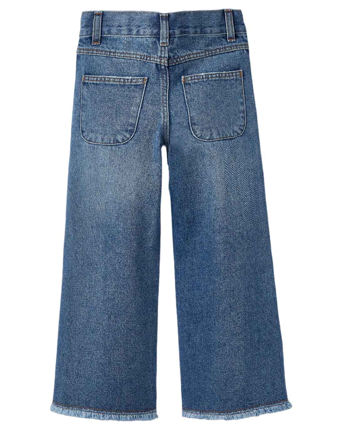 Φαρδύ τζιν για κορίτσι, μπλε, Slim Fit, 100% βαμβάκι.