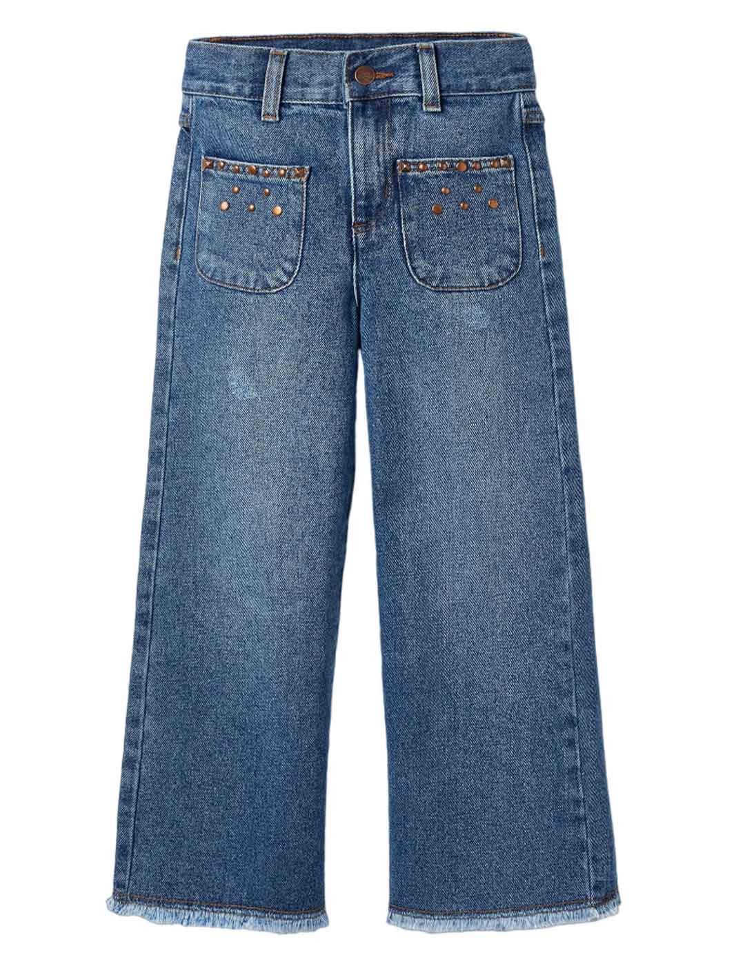 Φαρδύ τζιν για κορίτσι, μπλε, Slim Fit, 100% βαμβάκι. Φαρδύ τζιν για κορίτσι, μπλε, Slim Fit, 100% βαμβάκι.