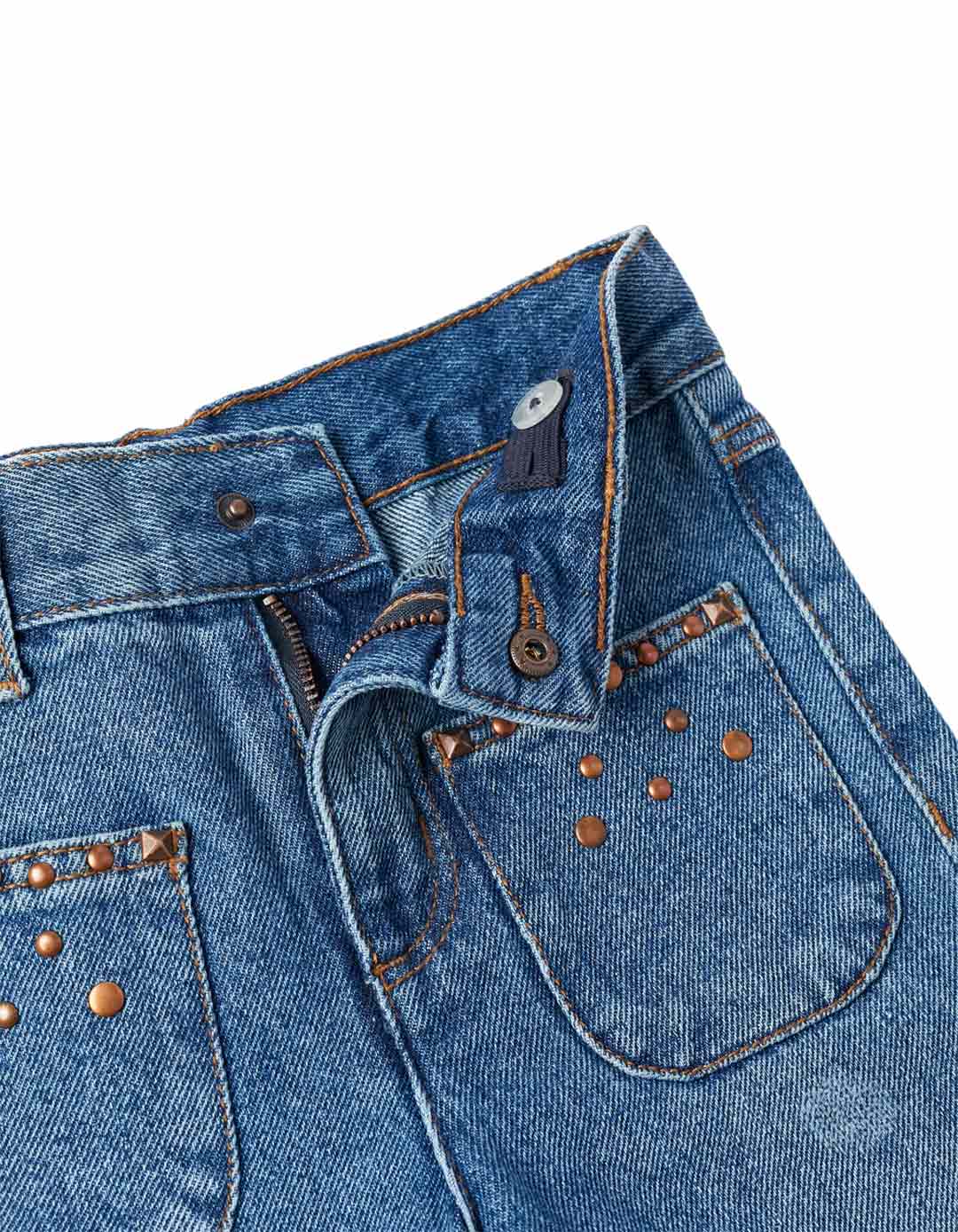 Φαρδύ τζιν για κορίτσι, μπλε, Slim Fit, 100% βαμβάκι.