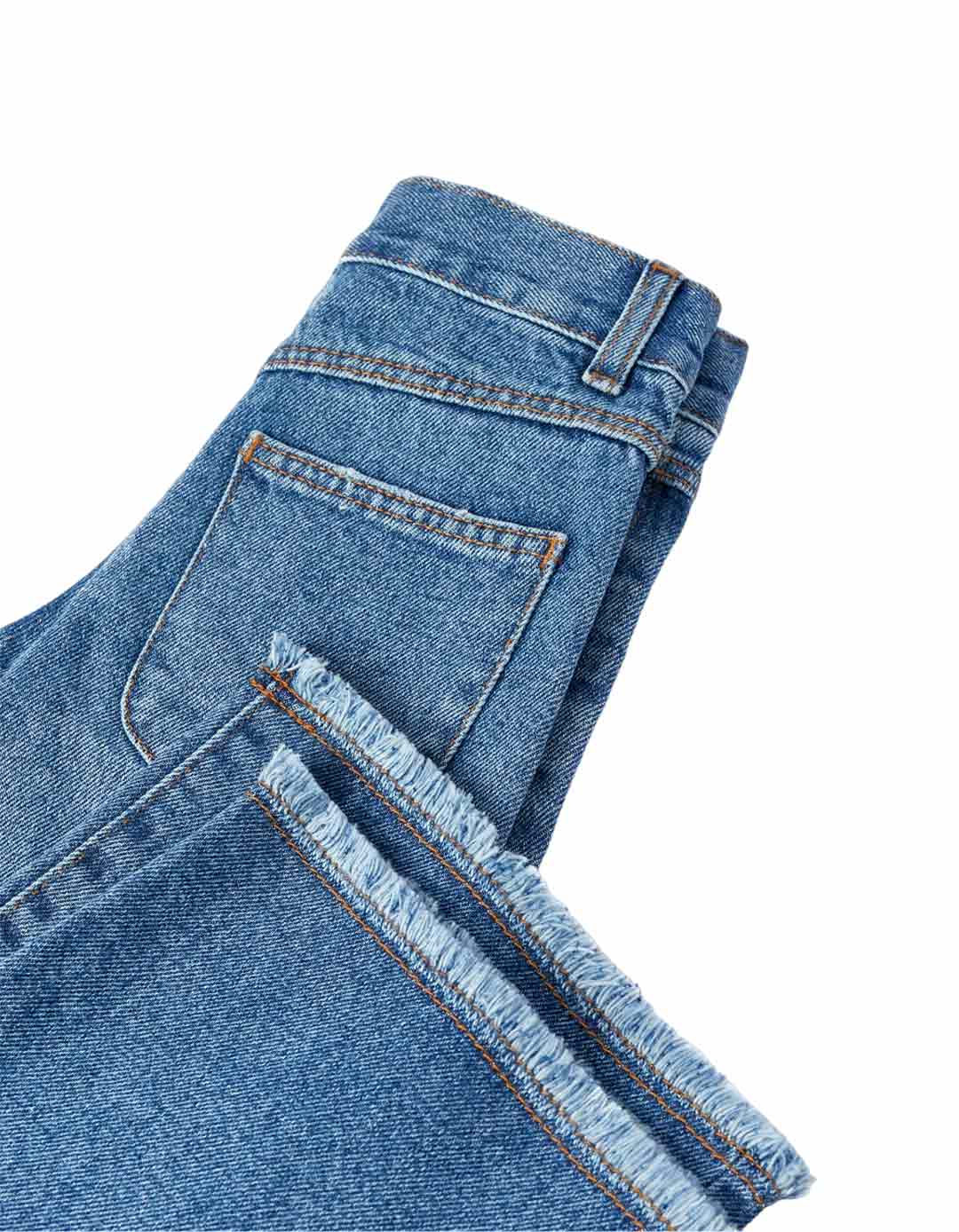 Φαρδύ τζιν για κορίτσι, μπλε, Slim Fit, 100% βαμβάκι.