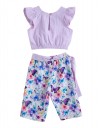 Παιδικό καλοκαιρινό σετ κοριτσιού με λιλά τοπ και βερμούδα με πεταλούδες