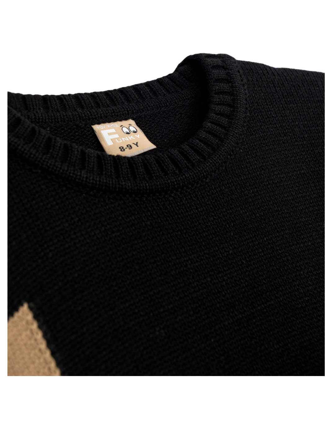 Παιδικό πλεκτό μπλουζάκι για αγόρι, μαύρο, Regular Fit, 100% ακρυλικό.