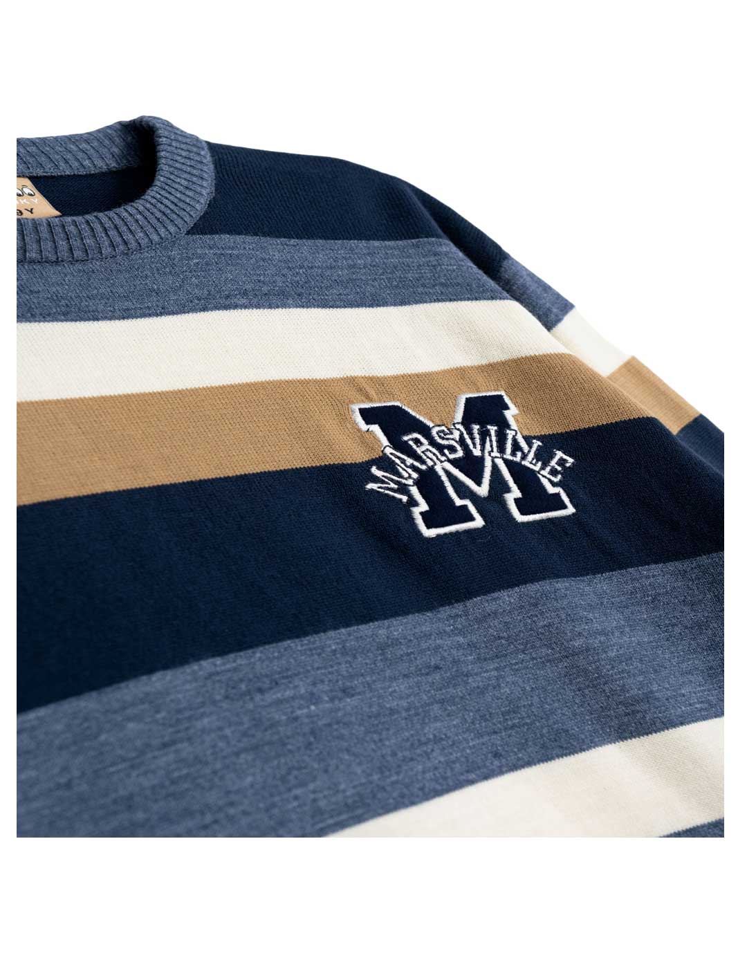 Παιδικό πλεκτό μπλουζάκι για αγόρι ριγέ, μπλε-ραφ, Regular Fit, 100% ακρυλικό.