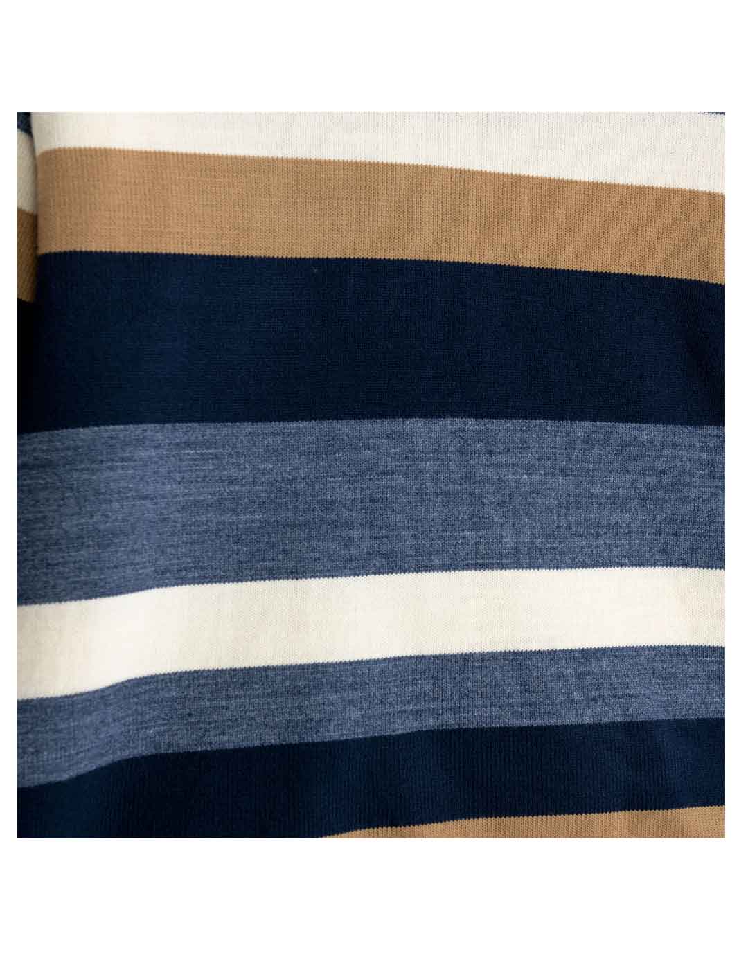 Παιδικό πλεκτό μπλουζάκι για αγόρι ριγέ, μπλε-ραφ, Regular Fit, 100% ακρυλικό.