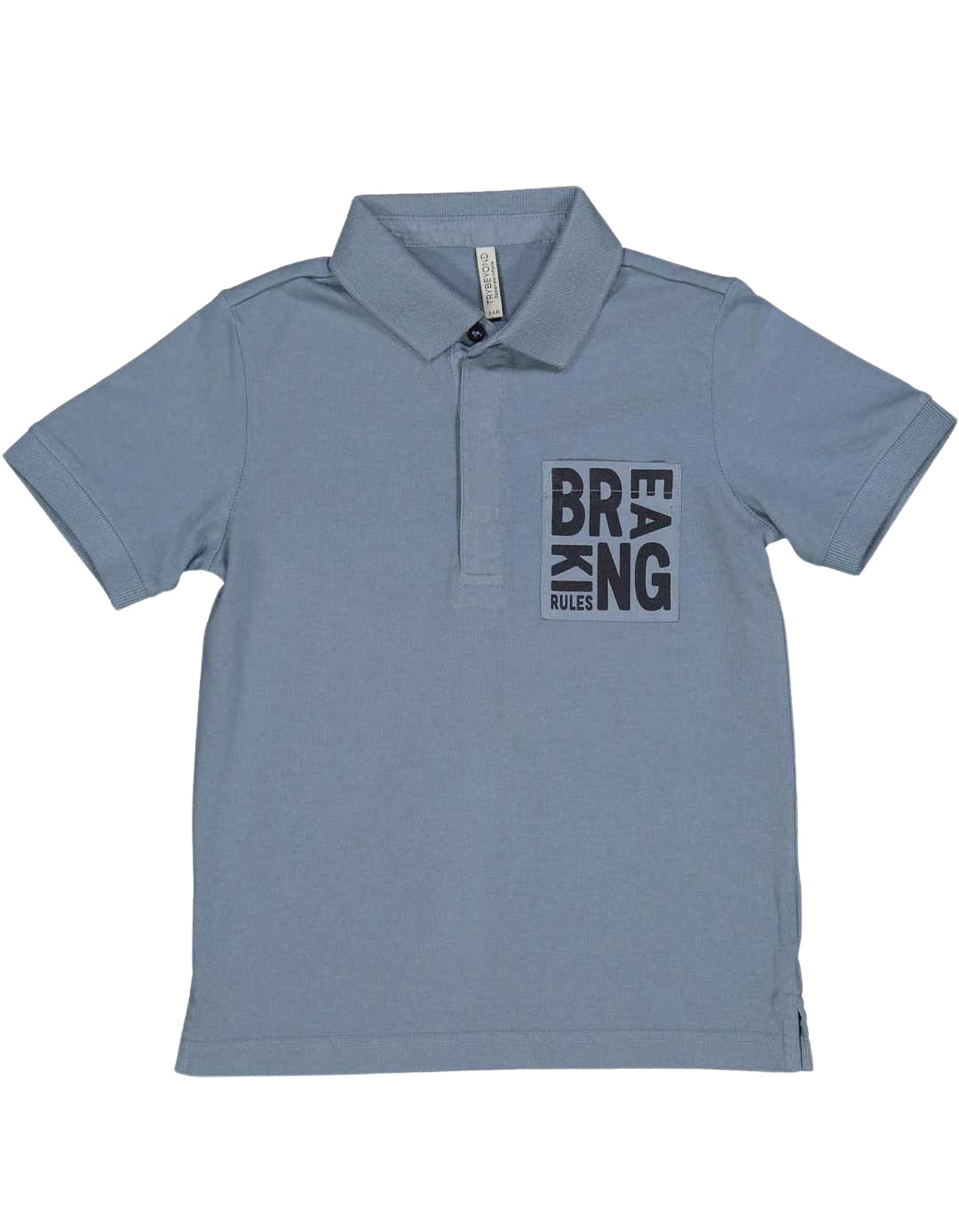 Παιδική μπλούζα polo για αγόρι, μπλε-γκρι, Regular Fit, 100% βαμβάκι.