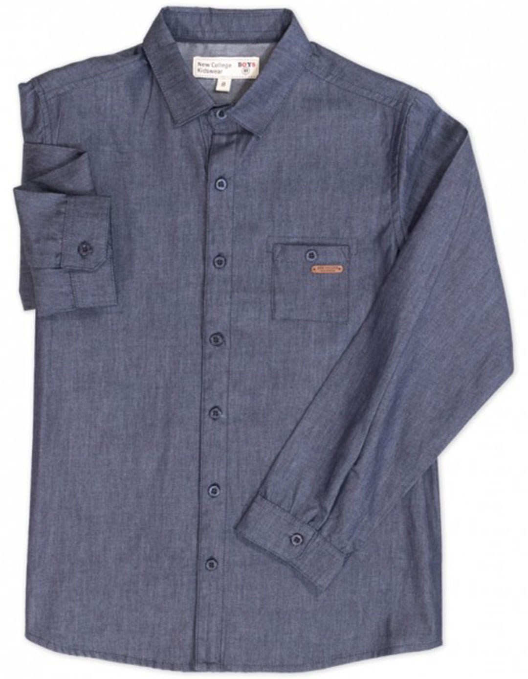 Πουκάμισο για αγόρι μακρυμάνικο, μπλε, Regular Fit, 100% βαμβάκι.