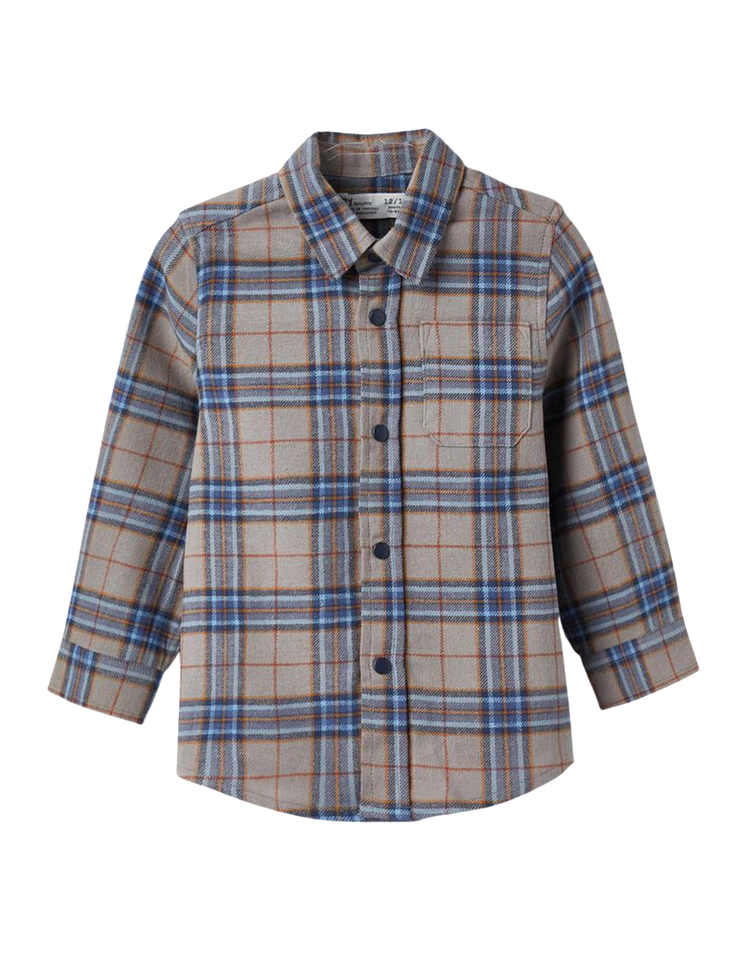 Πουκάμισο φανέλα καρό για αγόρι , γκρι-μπλε, Slim Fit, 100% βαμβάκι.