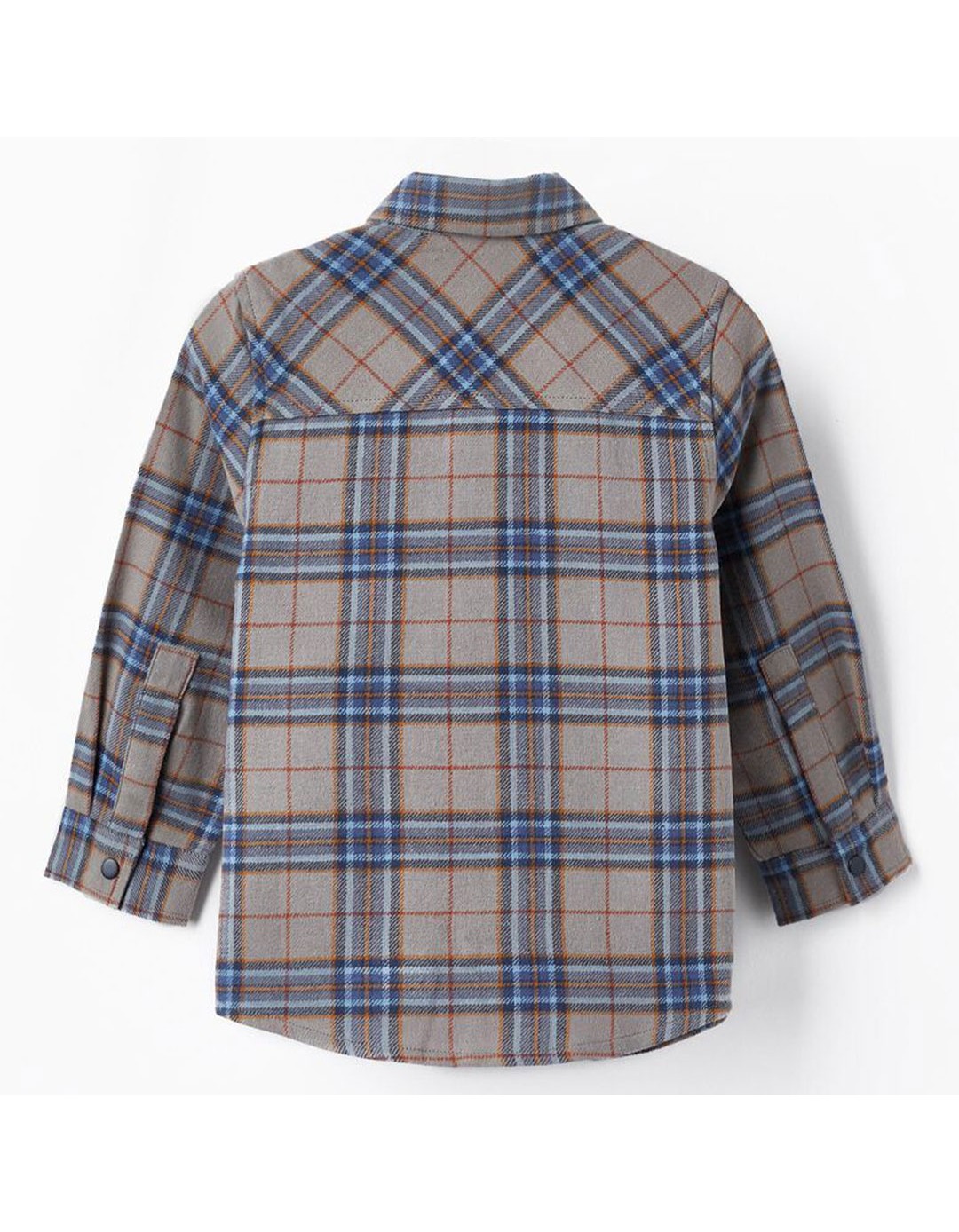 Πουκάμισο φανέλα καρό για αγόρι , γκρι-μπλε, Slim Fit, 100% βαμβάκι.