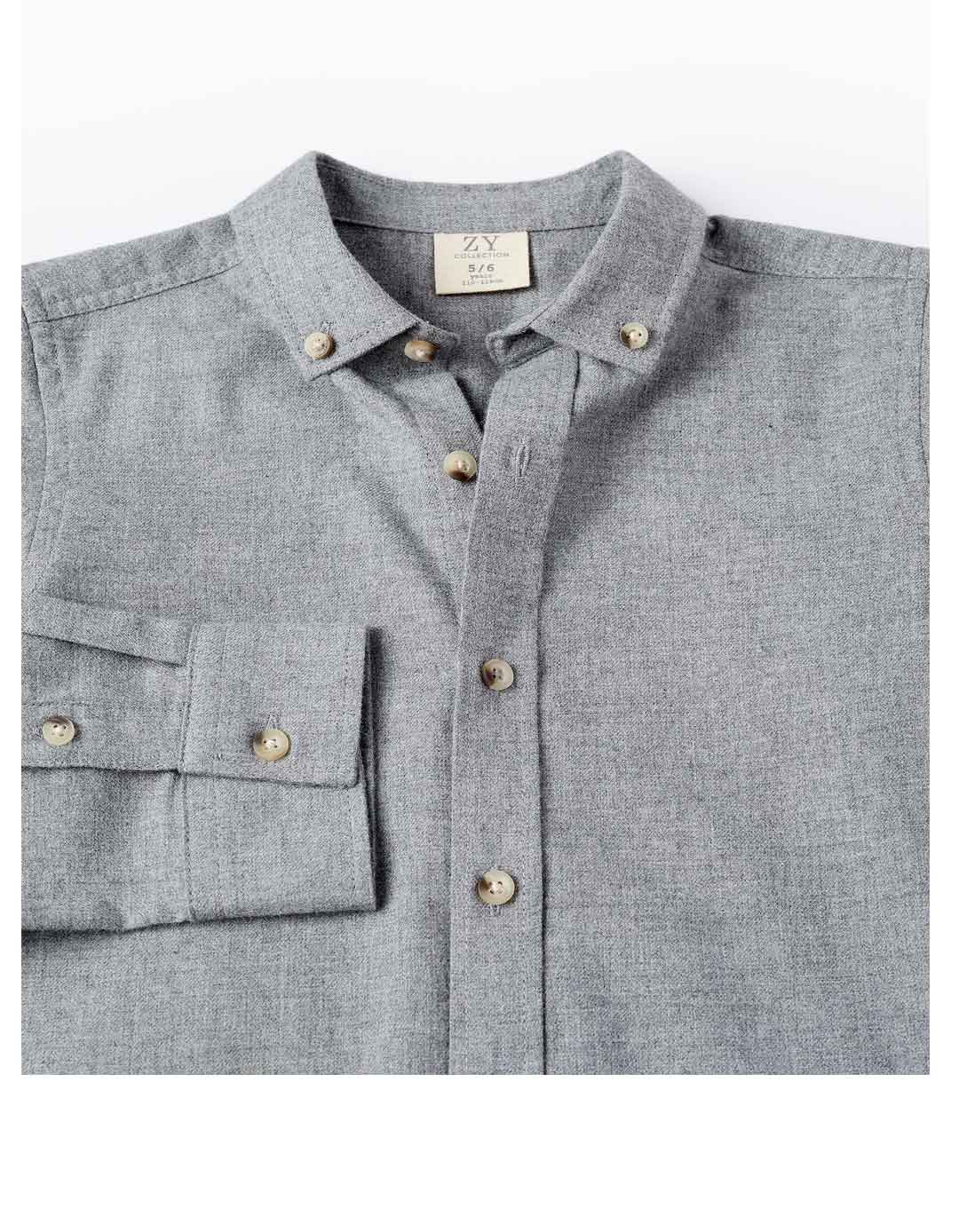 Παιδικό πουκάμισο Zippy γκρι με μακριά μανίκια