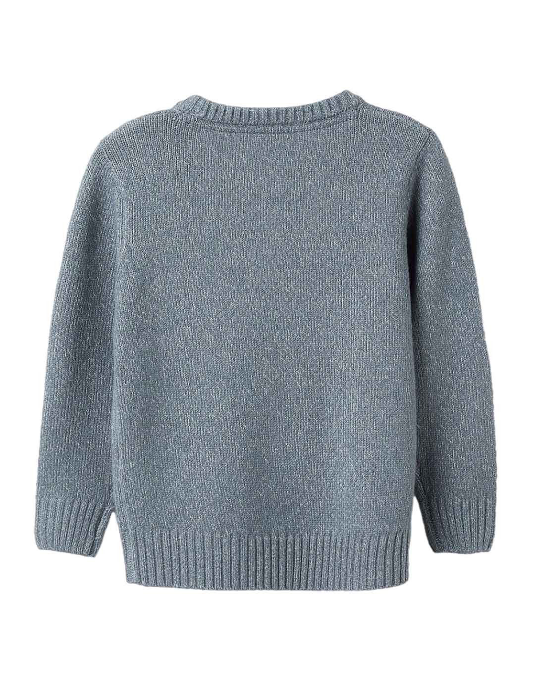 Παιδικό πλεκτό πουλόβερ για αγόρι, μπλε-γκρι, Slim Fit, 83% ακρυλικό-17% πολυαμίδιο.