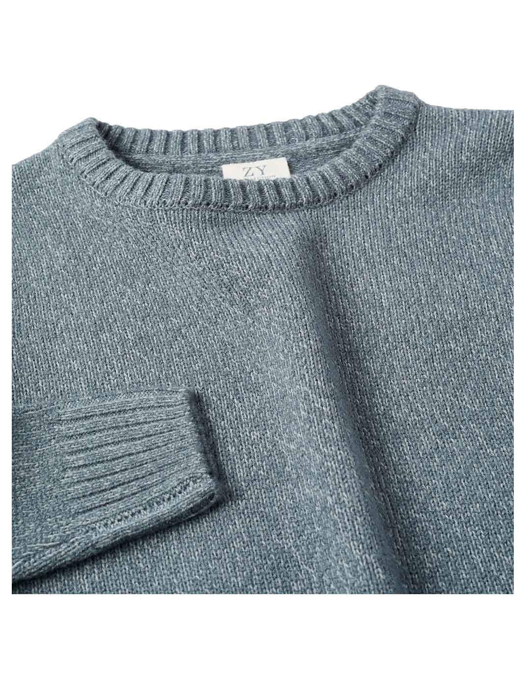 Παιδικό πλεκτό πουλόβερ για αγόρι, μπλε-γκρι, Slim Fit, 83% ακρυλικό-17% πολυαμίδιο.