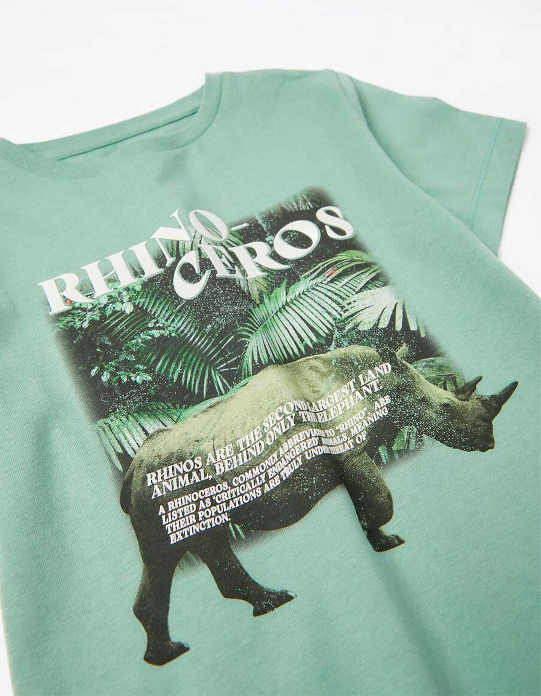 Πράσινο κοντομάνικο μπλουζάκι για αγόρια, Slim Fit, 100% βαμβάκι.