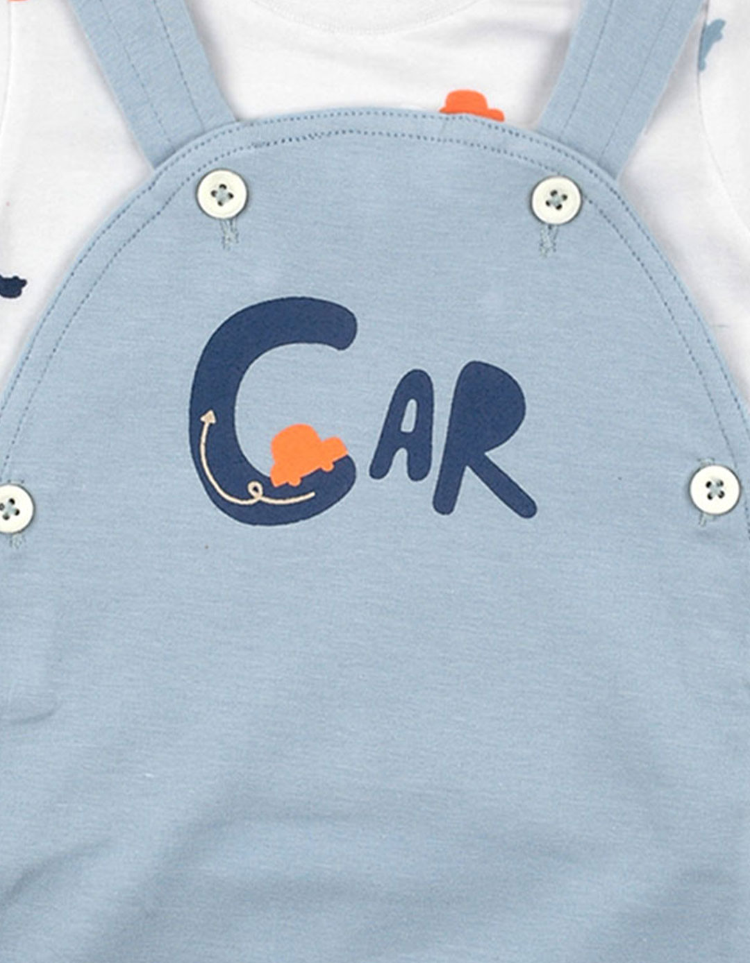 Βρεφική σαλοπέτα και μπλουζάκι για αγόρι, σιελ - λευκό, Regular Fit, 95% βαμβάκι, 5% ελαστάνη.