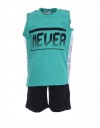 Παιδικό σετ για αγόρι με αμάνικο  μπλουζάκι και βερμούδα, πράσινο- μαύρο. Παιδικό σετ για αγόρι με αμάνικο  μπλουζάκι και βερμούδα, πράσινο- μαύρο.