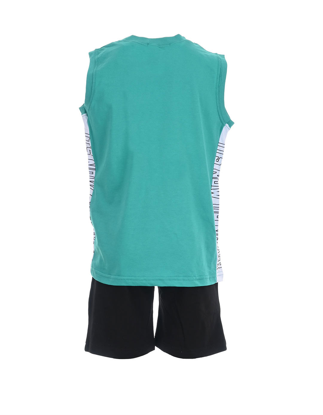 Παιδικό σετ για αγόρι με αμάνικο  μπλουζάκι και βερμούδα, πράσινο- μαύρο. Παιδικό σετ για αγόρι με αμάνικο  μπλουζάκι και βερμούδα, πράσινο- μαύρο.