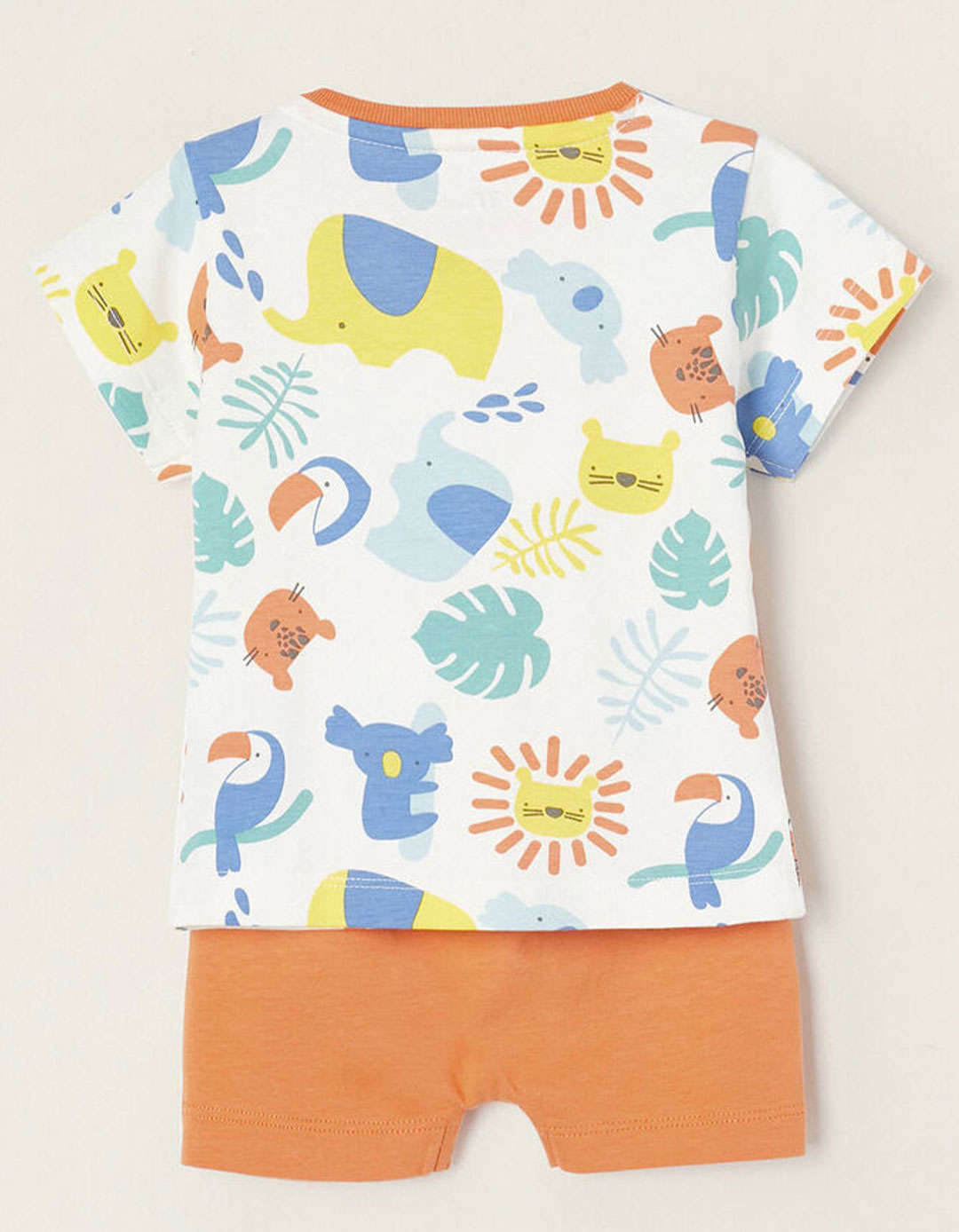  Σετ για αγόρι με μπλουζάκι, σορτς και σαλιάρα Πορτοκαλί, Slim Fit, 100% βαμβάκι.