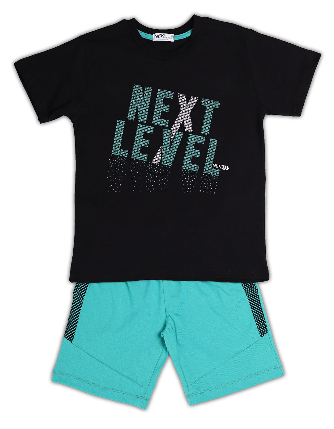 Σετ για αγόρι μπλούζα και βερμούδα, μαύρο-πράσινο, Regular Fit, 100% βαμβάκι. Σετ για αγόρι μπλούζα και βερμούδα, μαύρο-πράσινο, Regular Fit, 100% βαμβάκι.