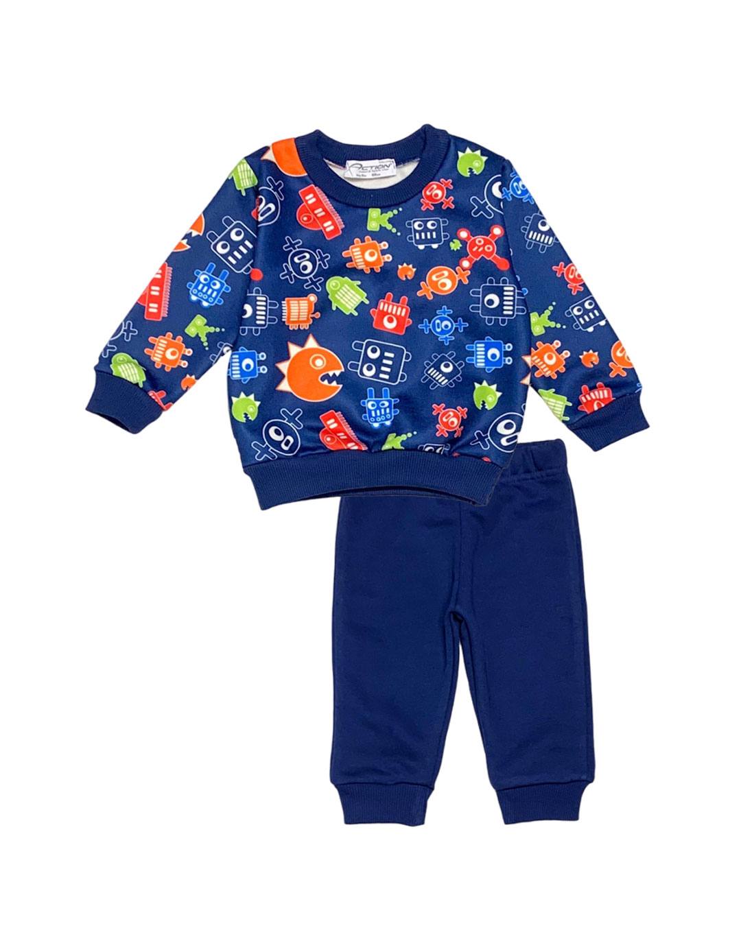 Βρεφικό σετ φόρμα για αγόρι, μπλε, Regular Fit, 65% βαμβάκι-35% πολυεστέρας.