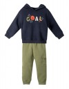 Παιδικό σετ φόρμας αγοριού μπλε με κουκούλα και λαδί παντελόνι