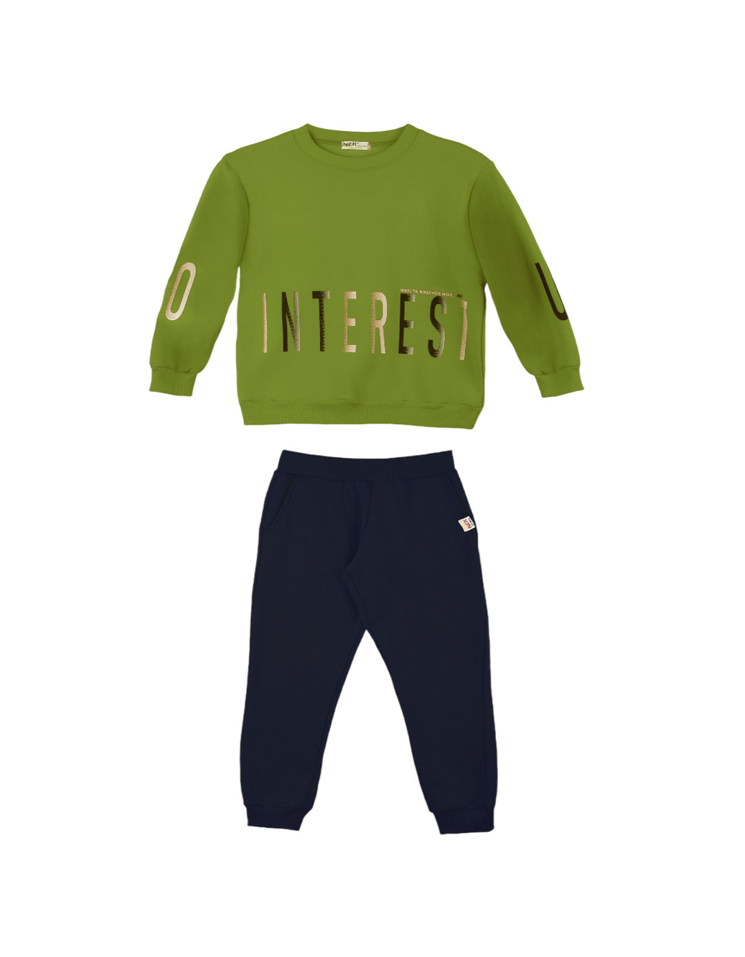 Παιδικό σετ φόρμα για αγόρι λαδί -μαρέν,  Regular Fit, 80% βαμβάκι, 20% πολυεστέρας.