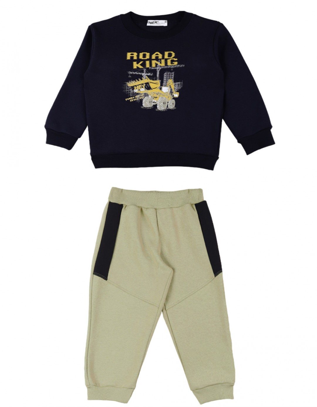 Παιδικό σετ φόρμα για αγόρι, μπλε μαρέν -χακί,  Regular Fit, 80% βαμβάκι-20% πολυεστέρας.