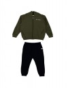 Παιδικό σετ φόρμα για αγόρι με κουκούλα, λαδί-μαύρο, Regular Fit, 80% βαμβάκι,20% πολυεστέρας.