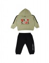 Παιδικό εποχιακό σετ φόρμα για αγόρι με κουκούλα, χακί- μαύρο, Regular Fit, 100% βαμβάκι.