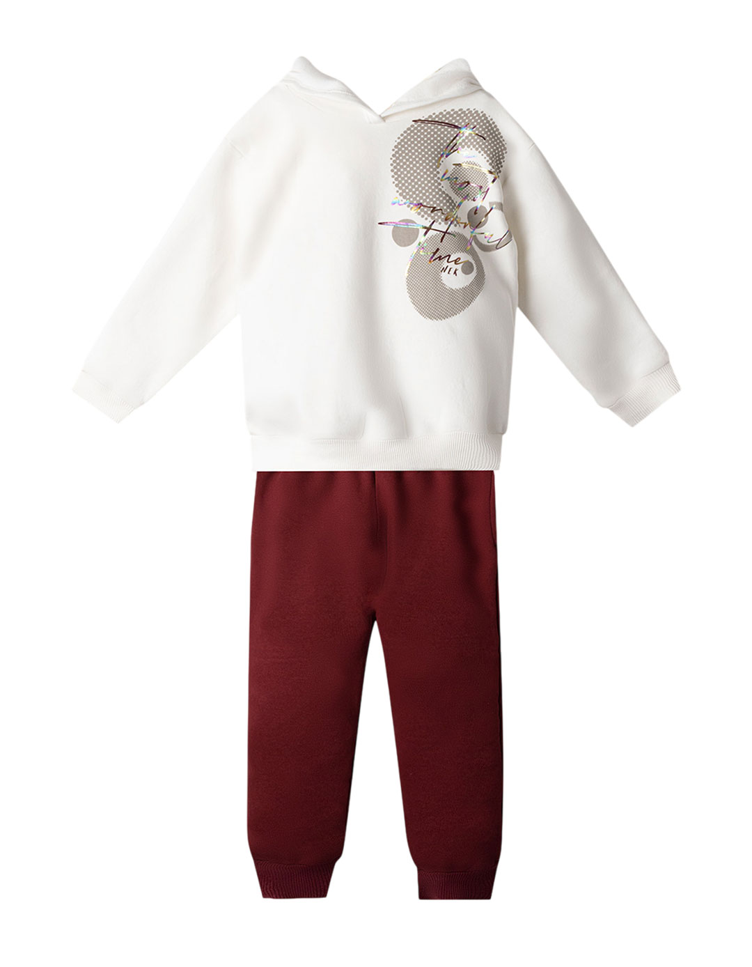 Σετ φόρμα φούτερ NEK kidswear εκρού-μπορντό για κορίτσι 6-16 ετώνRegular Fit.