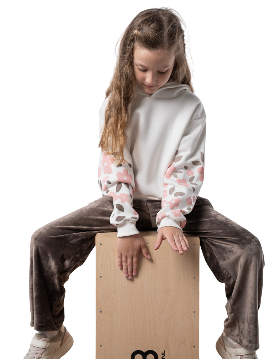 Σετ φόρμα φούτερ NEK kidswear εκρού-σταχτί για κορίτσι 6-16 ετών.Regular Fit.