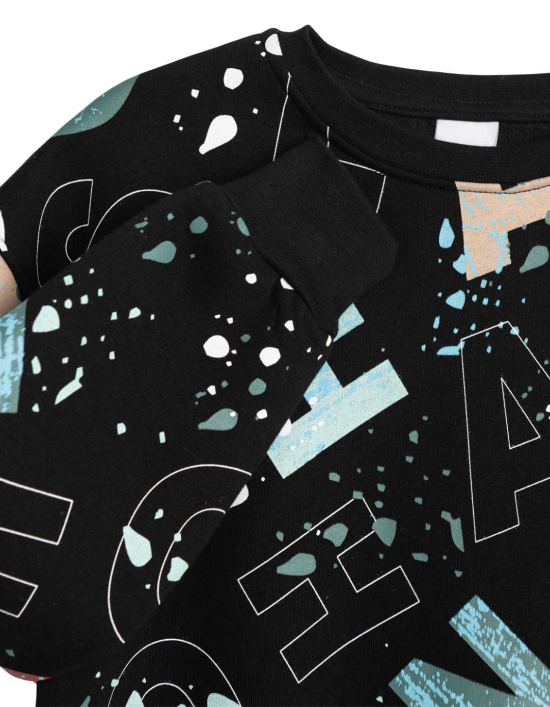 Σετ φόρμα φούτερ αγόρι σε μαύρο allover με στάμπες