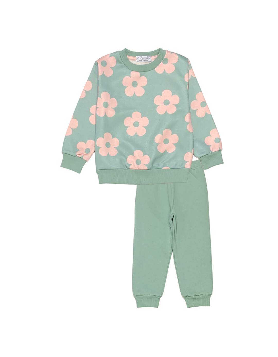 Παιδικό σετ φόρμα για κορίτσι, φυστικί, Regular Fit, 65% βαμβάκι-35% πολυεστέρας.