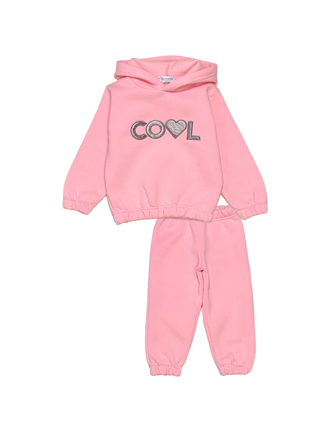 Παιδικό σετ φόρμα για κορίτσι με κουκούλα, ροζ, Regular Fit, 65% βαμβάκι-35% πολυεστέρας.