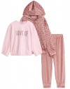 Παιδικό σετ βελουτέ 3τμχ για κορίτσι, ροζ, Regular Fit, 95% βαμβάκι-5% ελαστίνη, 95% πολυεστέρας-5% ελαστίνη.